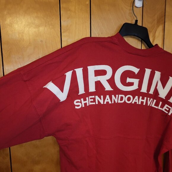 Shenandoah Valley Virginia Shirt MEDIUM Long Sleeve Crew Neck RED Spellout A3 - Picture 4 of 6